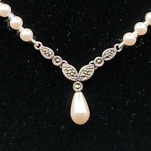 Judith Jack pearl and marcasite necklace